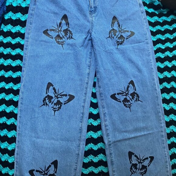Boho Black Butterfly Jeans size 11 denim new - Picture 5 of 9